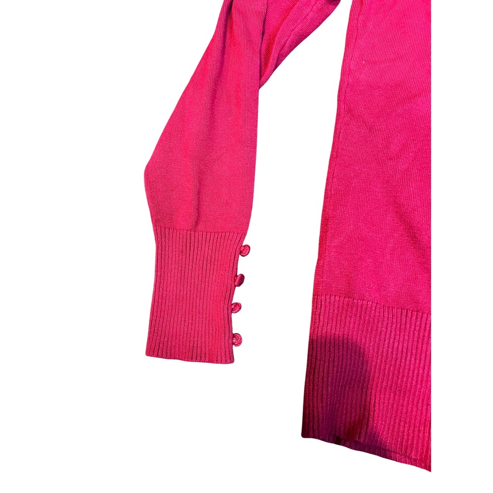 Spense Knits Hot Pink Turtleneck Sweater Long Sleeve Button Cuff Size M L8L01 - Picture 5 of 6